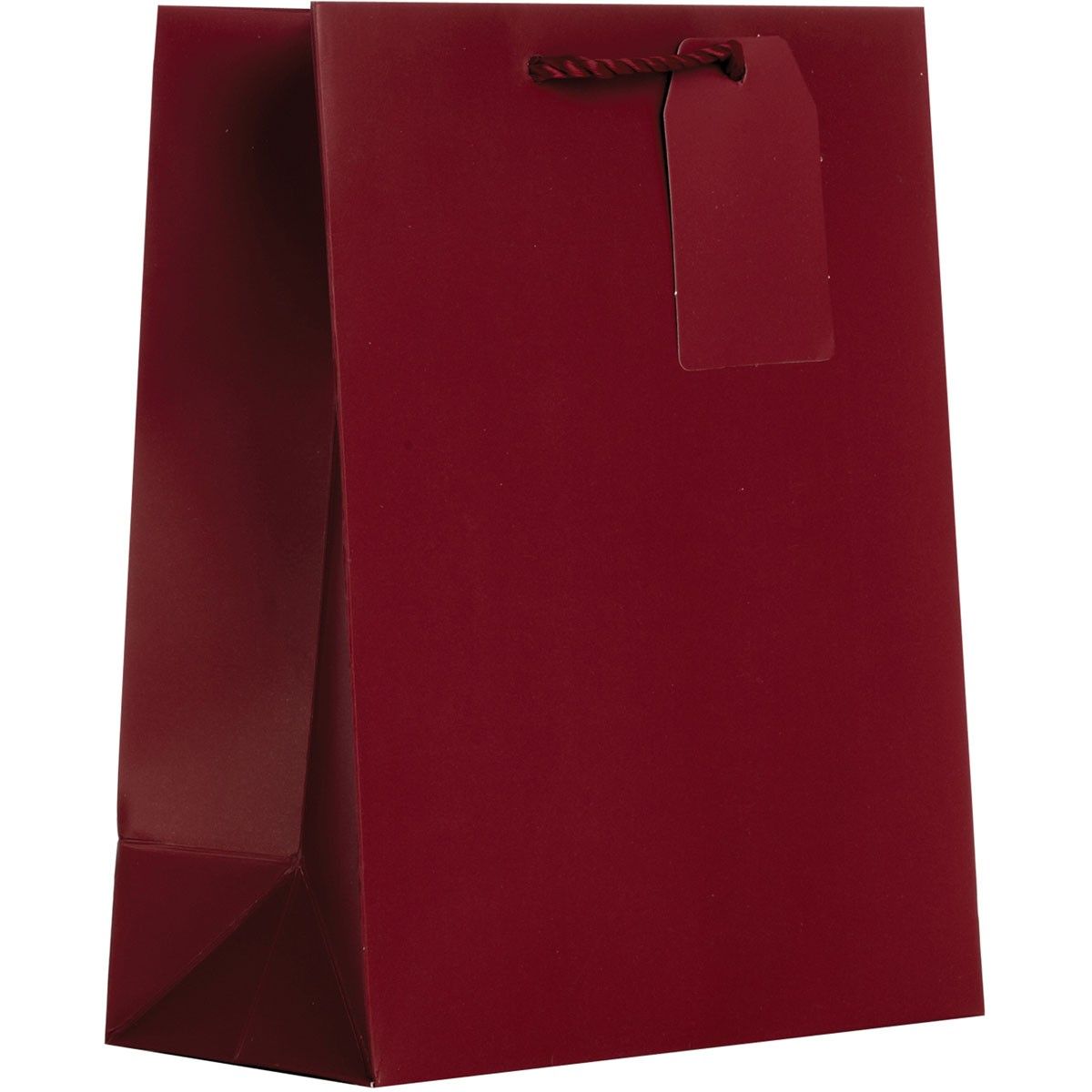 Matte Burgundy - Gift Bag w/Tag - 8 x 4 x 10"