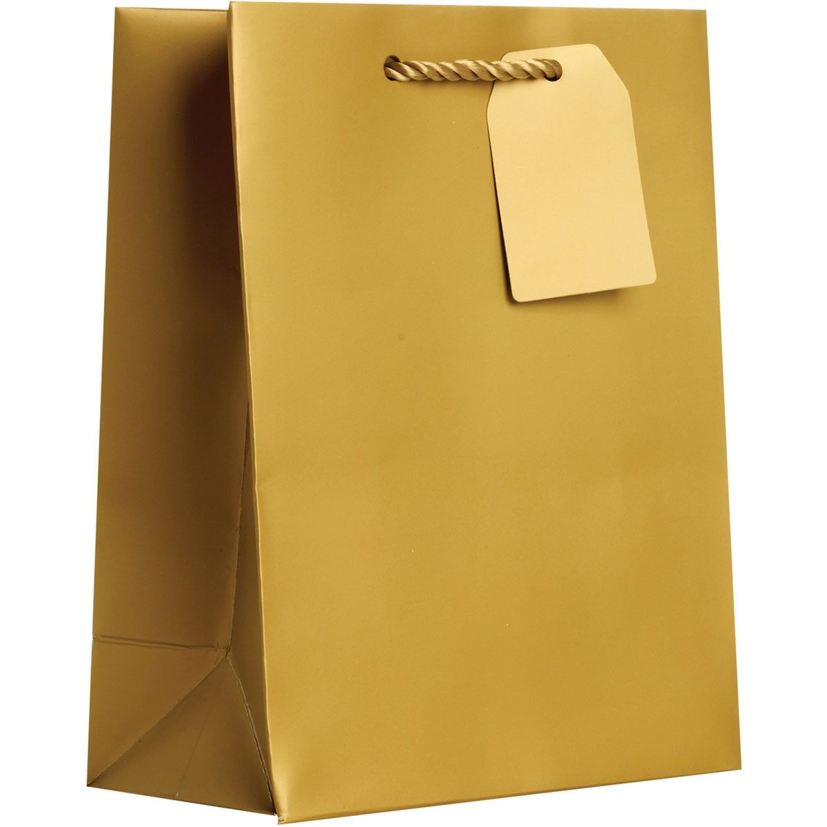 Matte Metallic Gold - Gift Bag w/Tag - 8 x 4 x 10"
