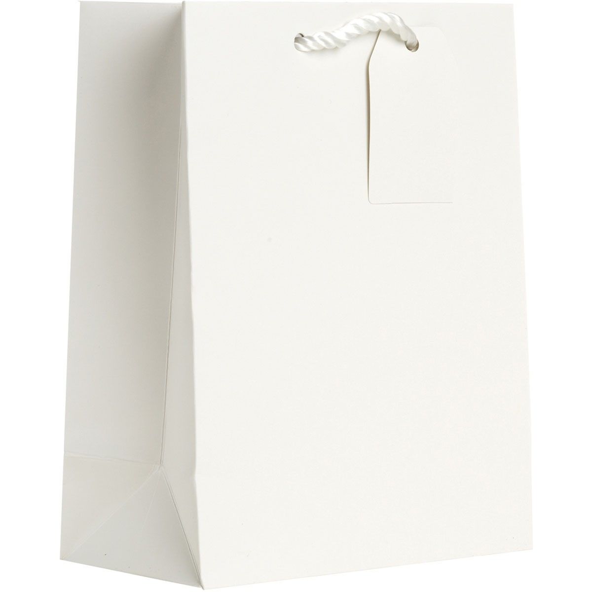 Matte White - Gift Bag w/Tag - 8 x 4 x 10"