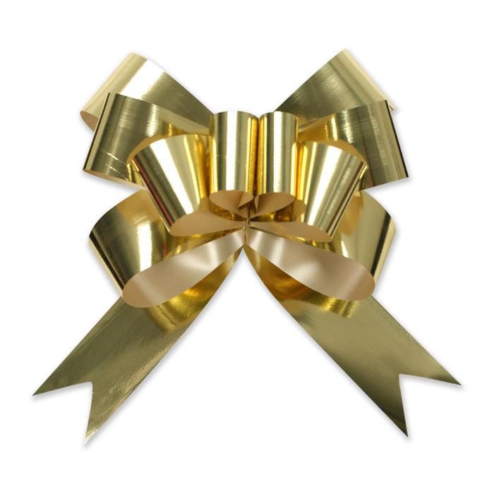 Gold - Bow Magic Pull Bow Glitter Butterfly - 4" Dia. w/ 38" Band Ribbon