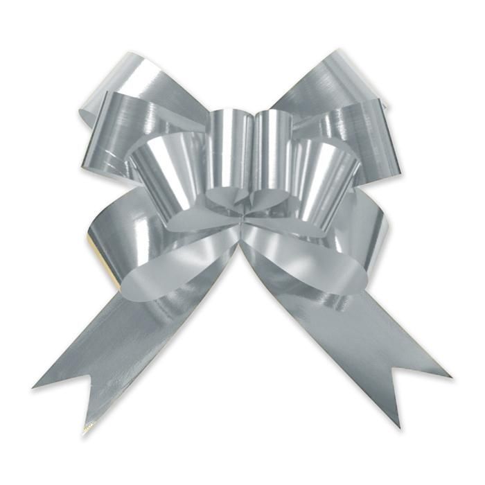 Silver - Bow Magic Pull Bow Glitter Butterfly - 2" (Dia) w/ 19" Band Ribbon
