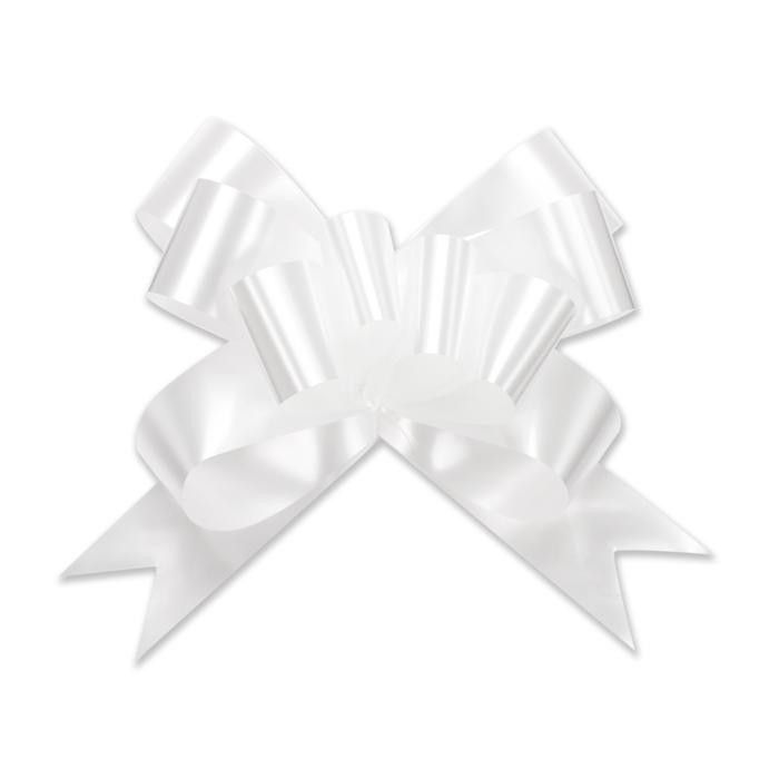 White - Bow Magic Pull Bow Butterfly - 2" (Dia) w/ 19" Band Ribbon
