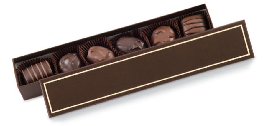 Brown/Cream - Long Rectangle Set Up Candy Box - (6 Pc.) 9-1/2 x 1-1/2 x 1-1/4"