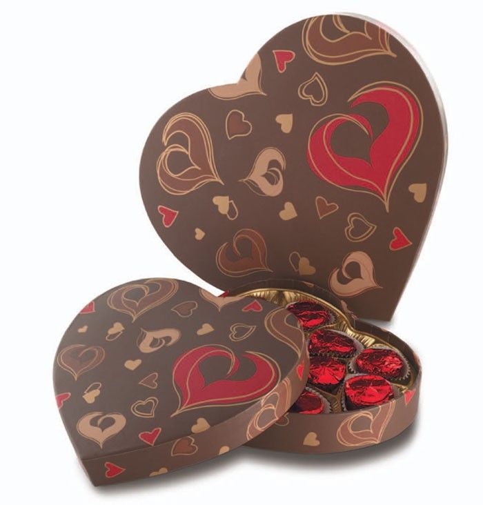 Brown Nolita - Heart Shaped Candy Box - (1/2 lb) 6-3/8 x 5-1/2 x 1-1/8"