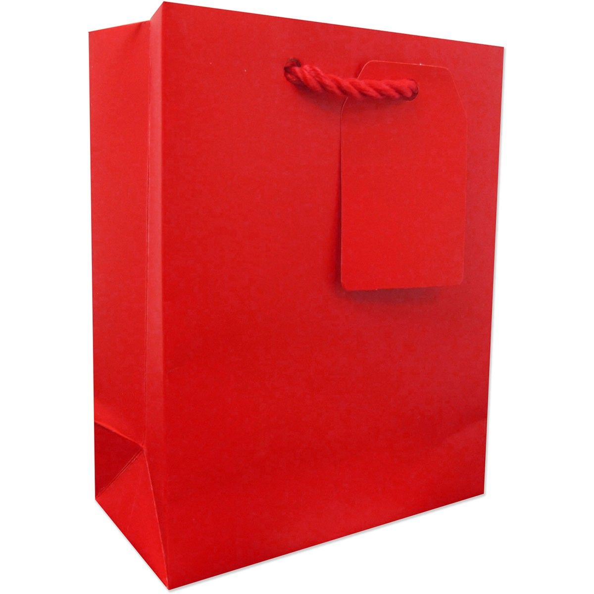 Matte Red - Gift Bag w/Tag - 6 x 3 x 7-1/2"