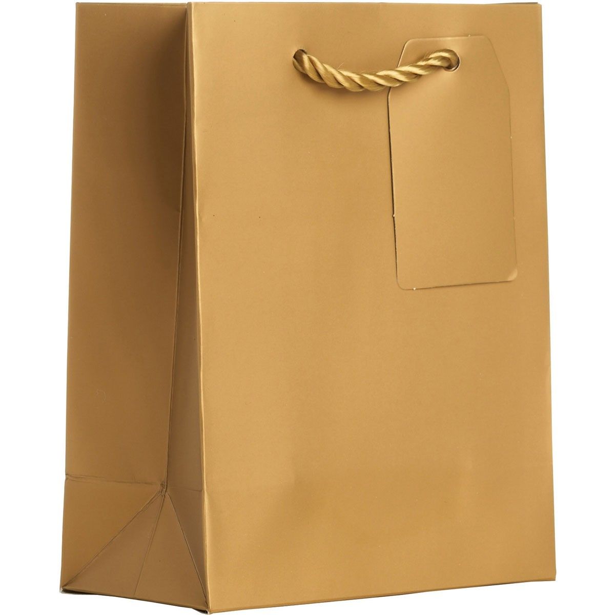 Matte Metallic Gold - Gift Bag w/Tag - 6 x 3 x 7-1/2"