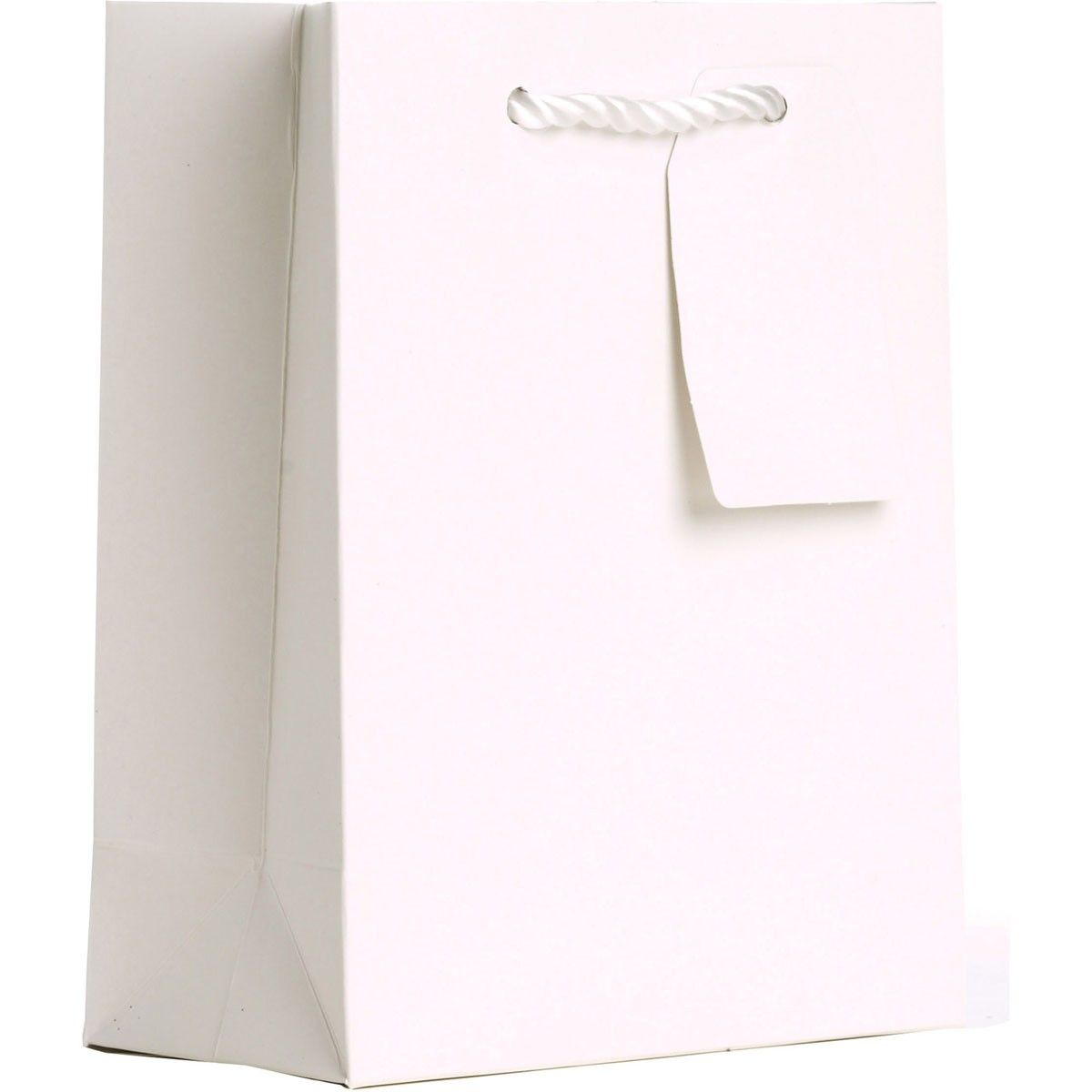 Matte White - Gift Bag w/Tag - 6 x 3 x 7-1/2"