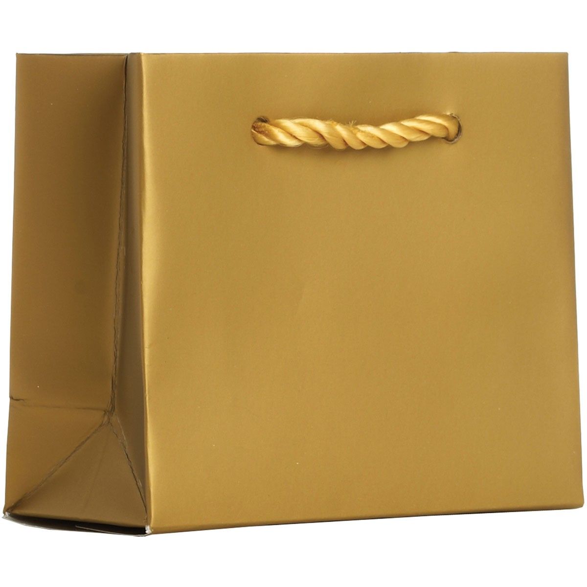 Matte Metallic Gold - Gift Bag w/Tag - 5 x 2 x 4"