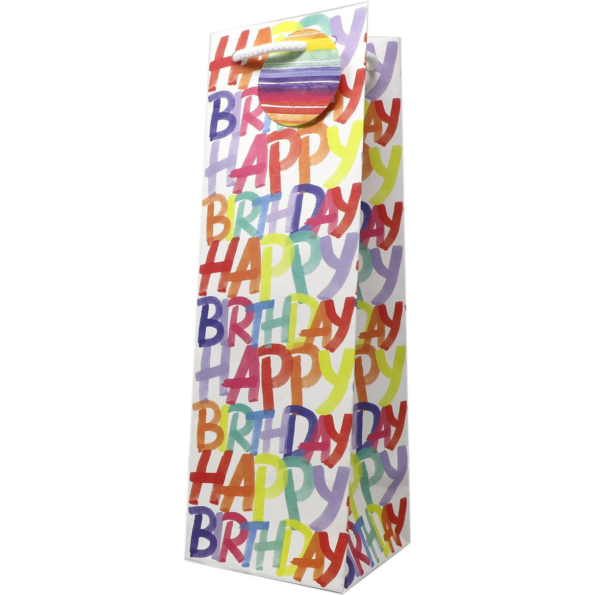 Rainbow Birthday - Wine Bag - 4-1/2 x 4-1/2 x 14"