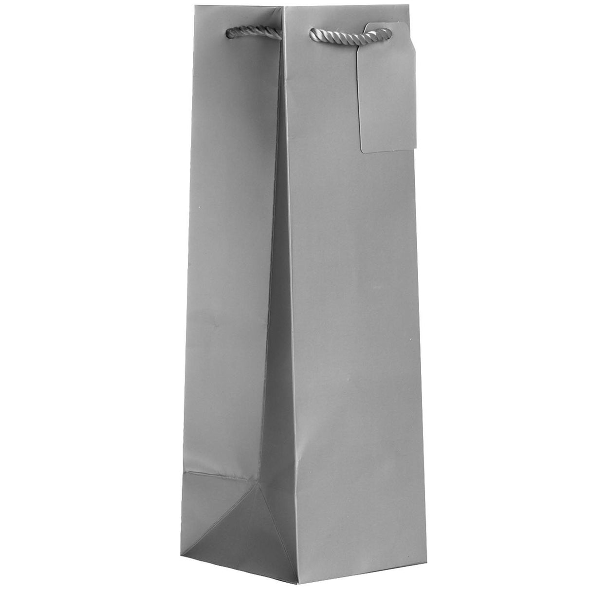 Matte Metallic Silver - Wine Bag w/Tag - 4-1/2 x 4-1/2 x 14"