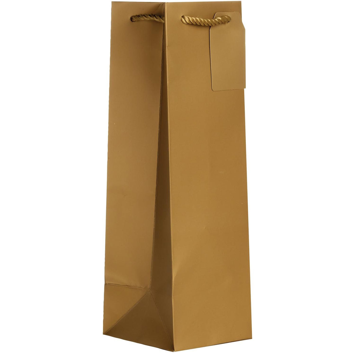 Matte Metallic Gold - Wine Bag w/Tag - 4-1/2 x 4-1/2 x 14"