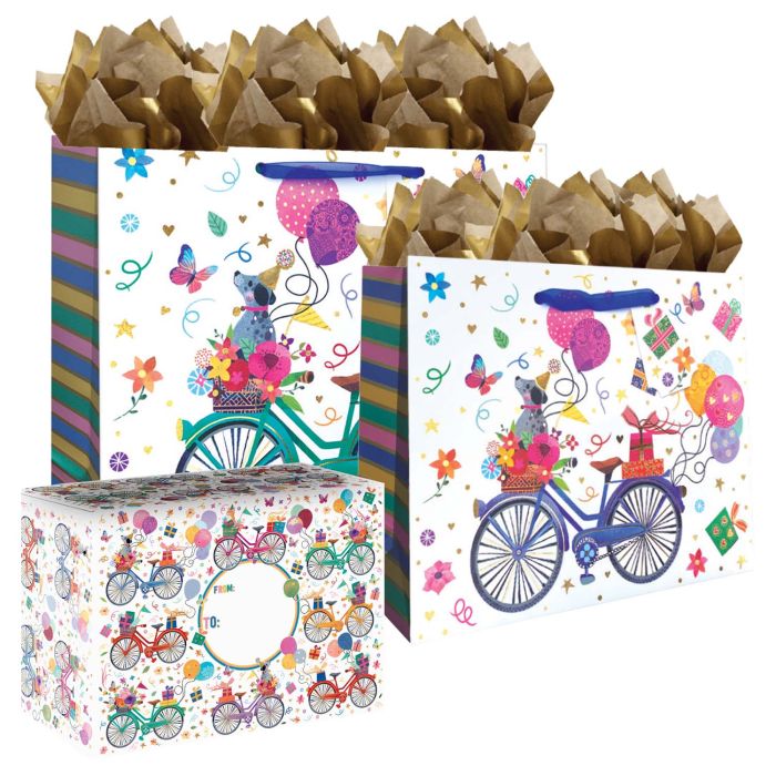 Birthday Bicycles Gift Bags, Wrapping Paper, & Mailers