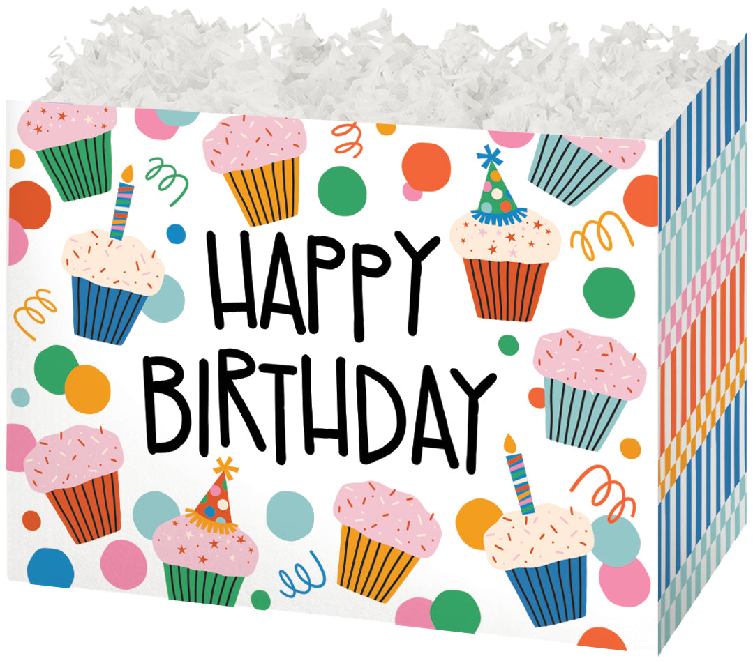 Birthday Cupcakes - Basket Box - 10-1/4 x 6 x 7-1/2"