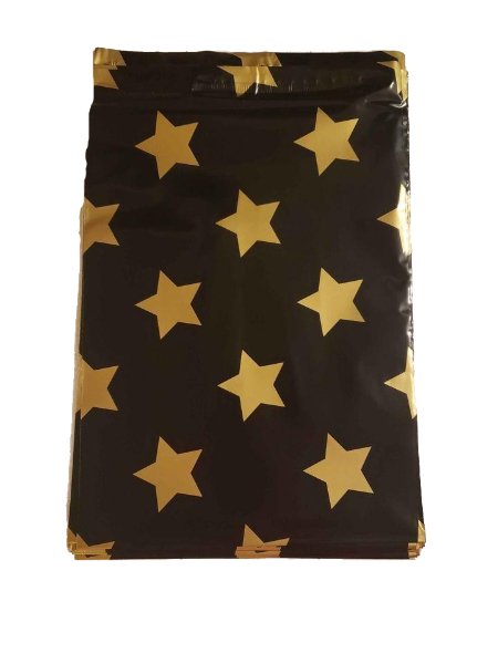 Black Gold Stars Poly Mailers Size 10x13 Colorful Shipping Bags