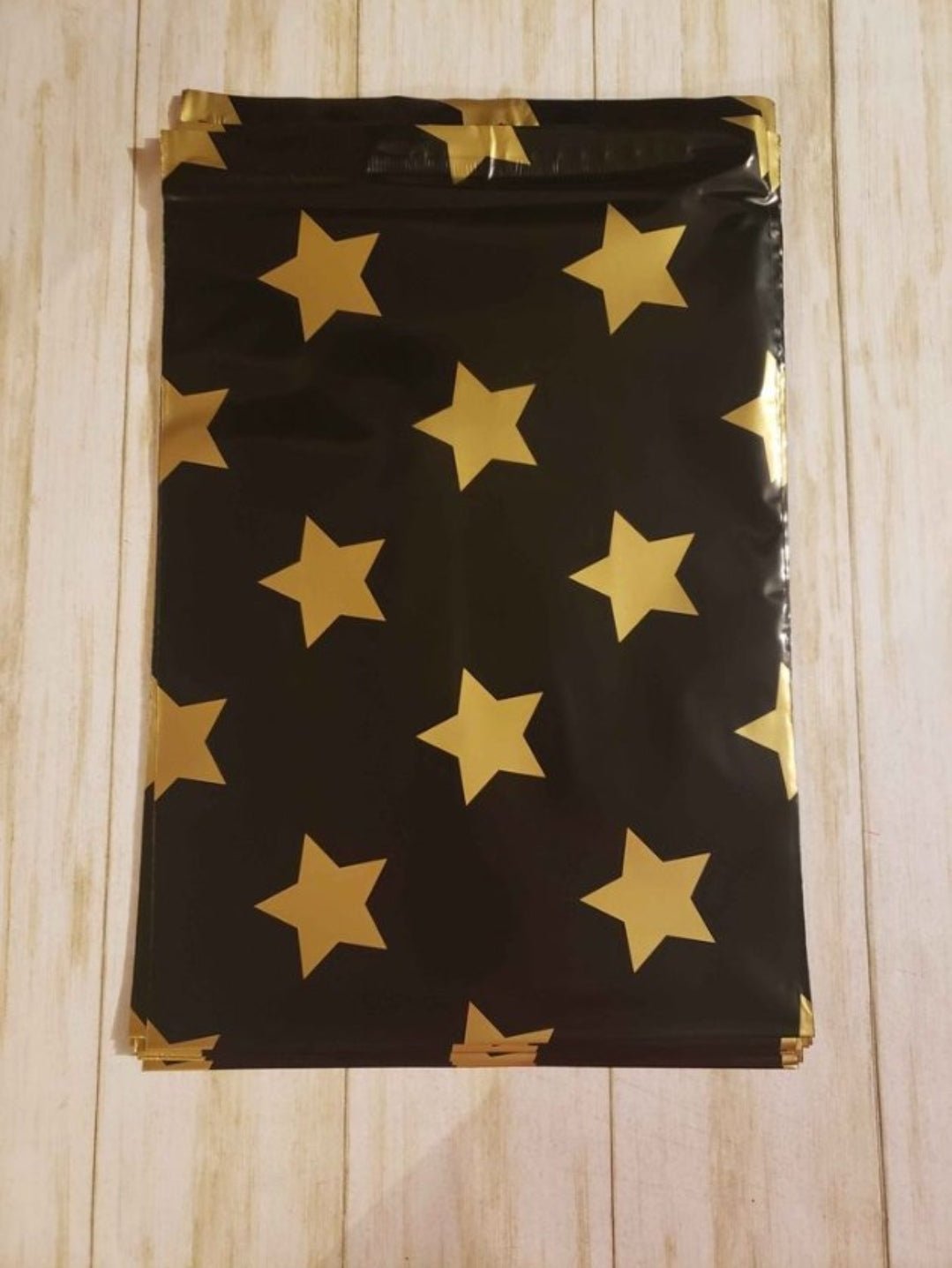 Black Gold Stars Poly Mailers Size 10x13 Colorful Shipping Bags