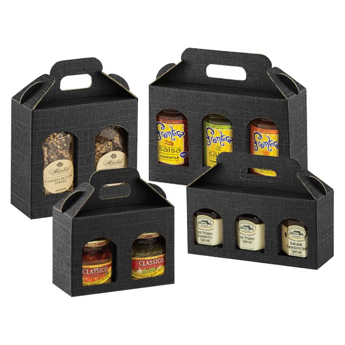 Black Linen Window Jar Carriers