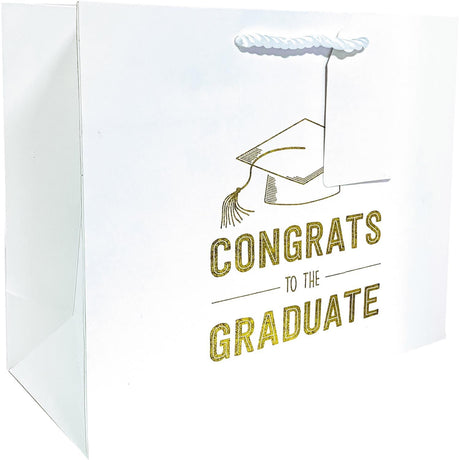 Grad White - Gift Bag - 12-1/2 x 5 x 10"