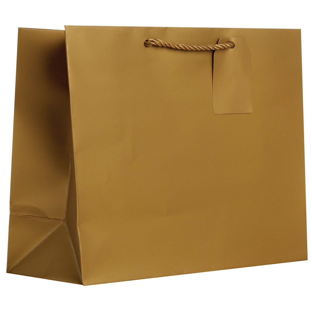 Matte Metallic Gold - Gift Bag w/Tag - 12-1/2 x 5 x 10"