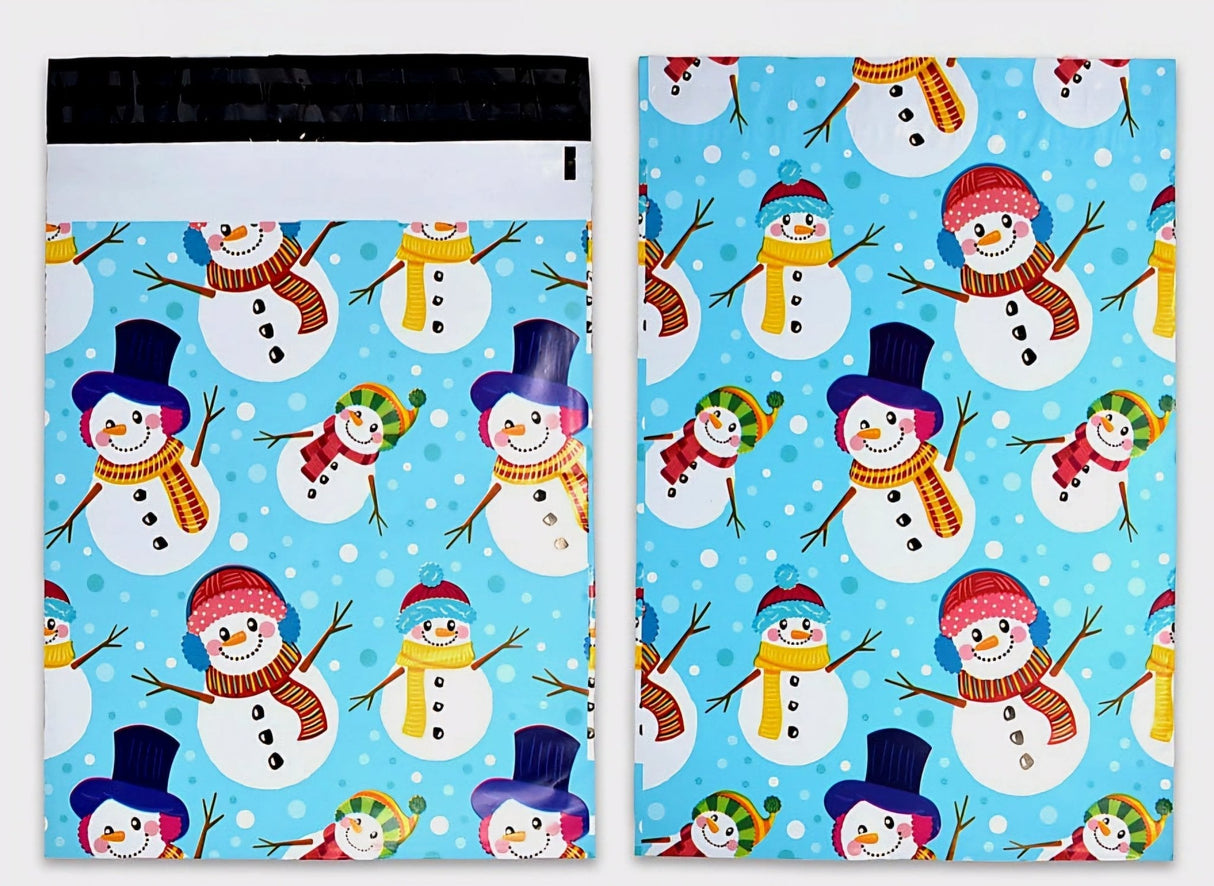 Blue Snowman Poly Mailers Size 10x13 Christmas Shipping Bags