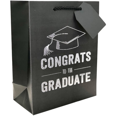 Grad Black - Gift Bag - 8 x 4 x 10"
