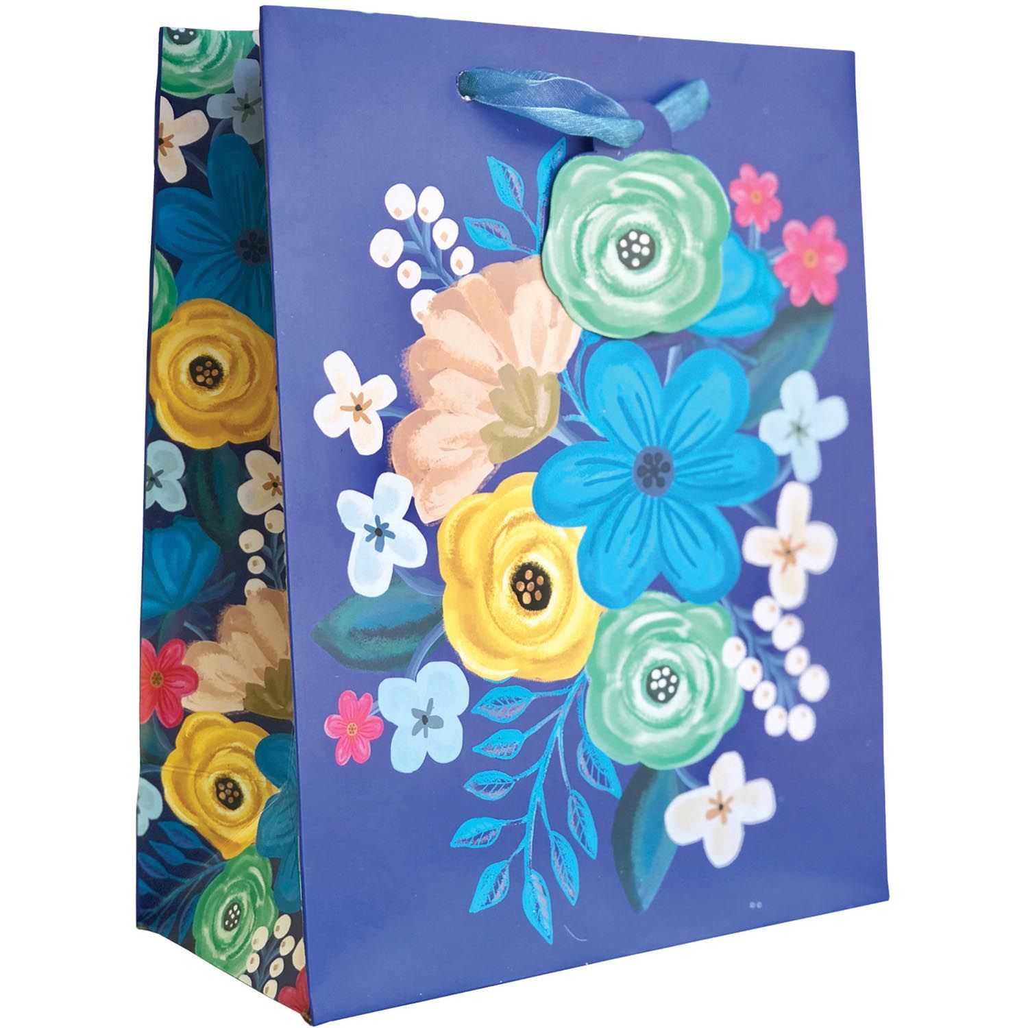 Floral Delight Blue - Gift Bag - 8 x 4 x 10"