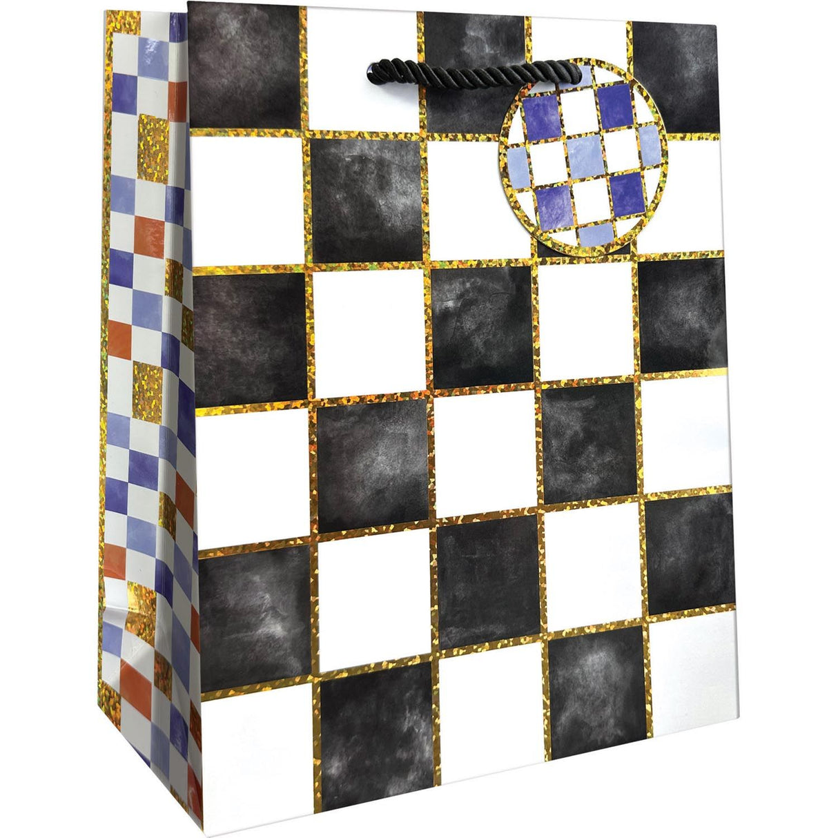 Black & White Checkers - Gift Bag - 8 x 4 x 10"