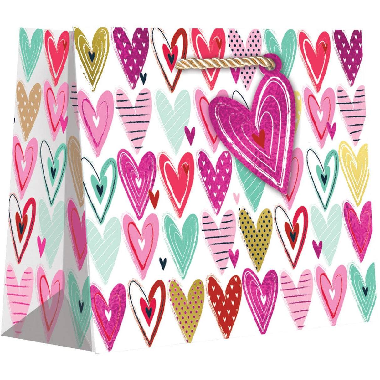 Pretty Hearts - Gift Bag - 10 x 4 x 8"
