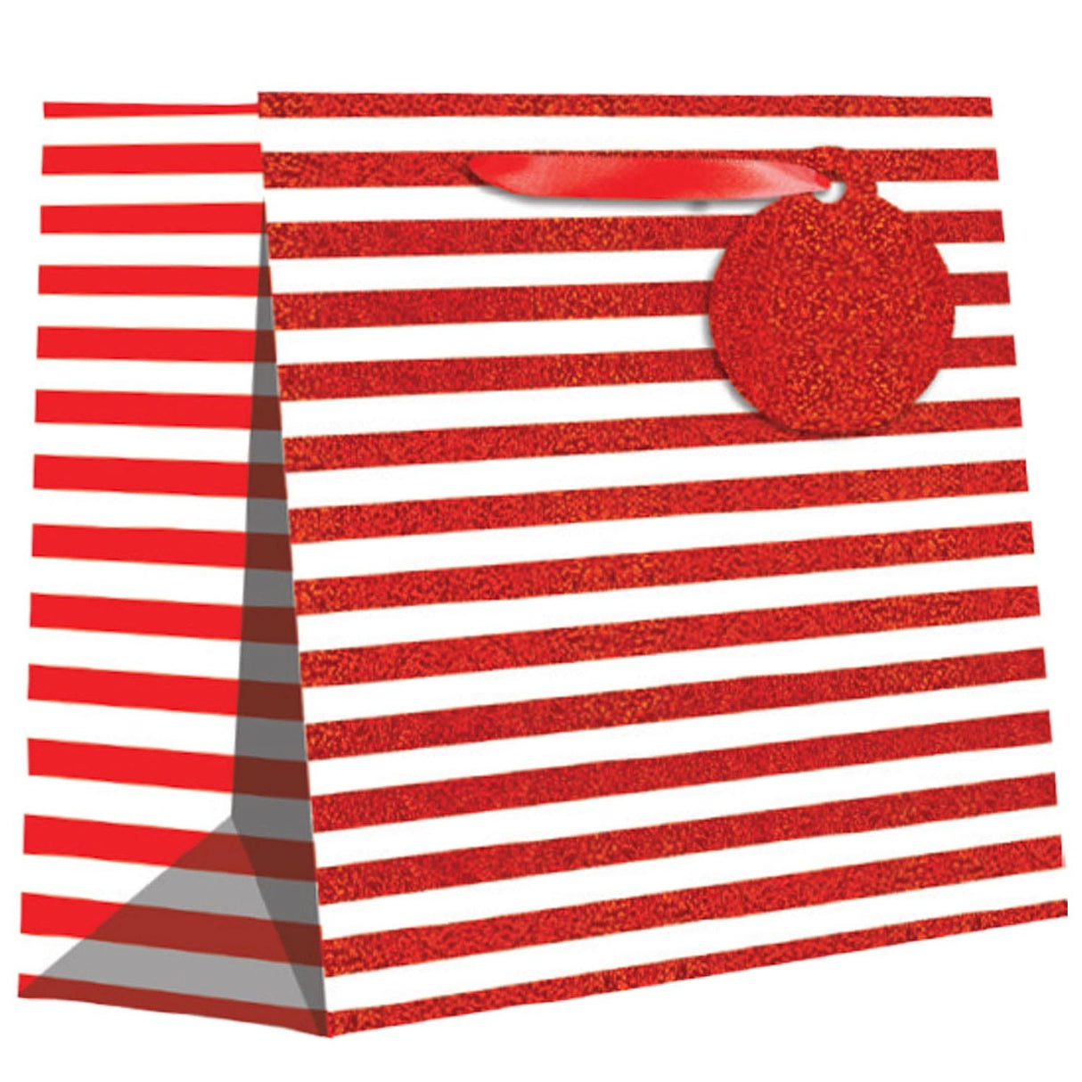 Red White Stripe - Gift Bag - 10 x 4 x 8"