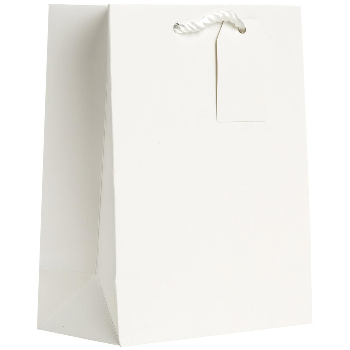Matte White - Gift Bag w/Tag - 8 x 4 x 10"