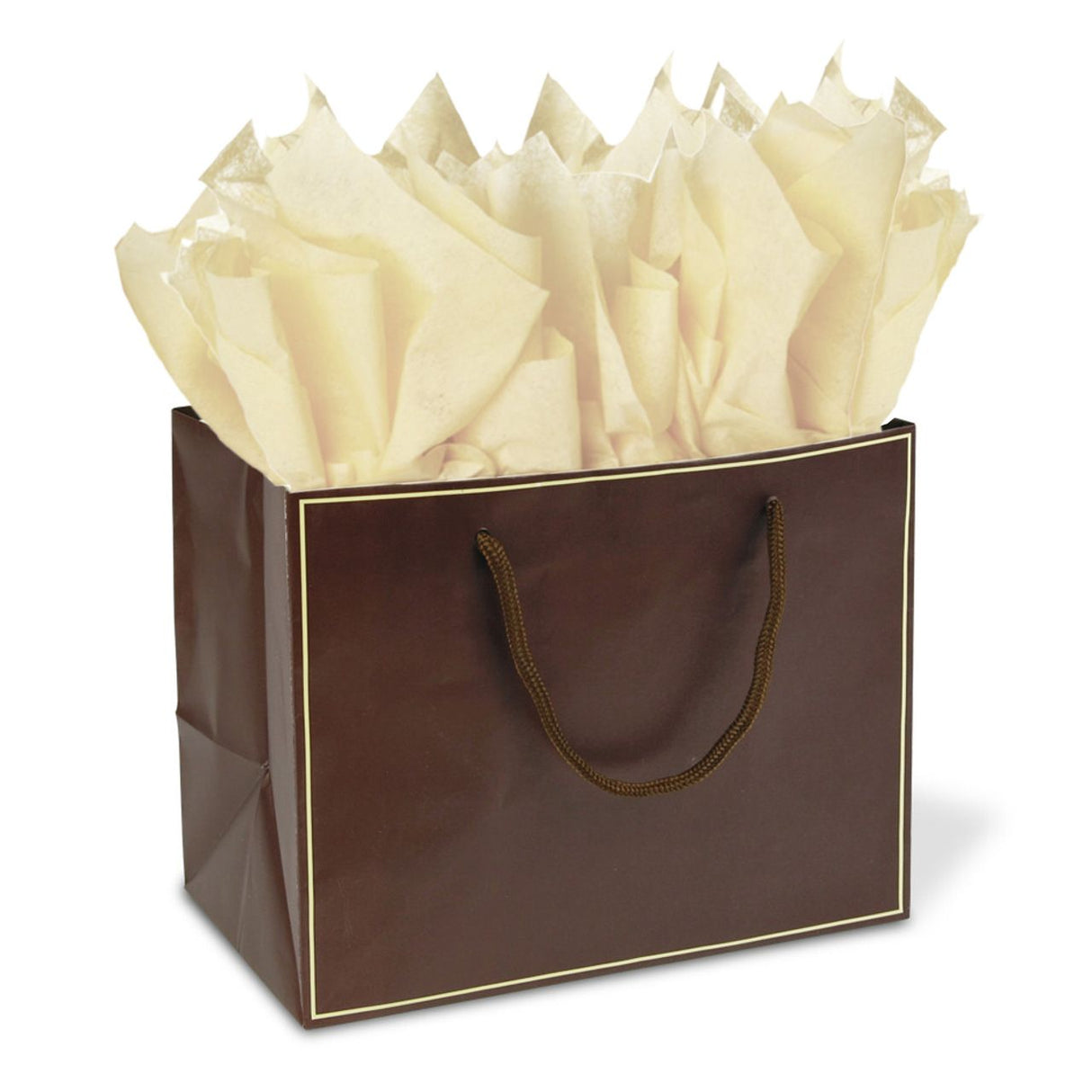 Brown / Cream Trim - Euro Tote - 10 x 7 x 8"