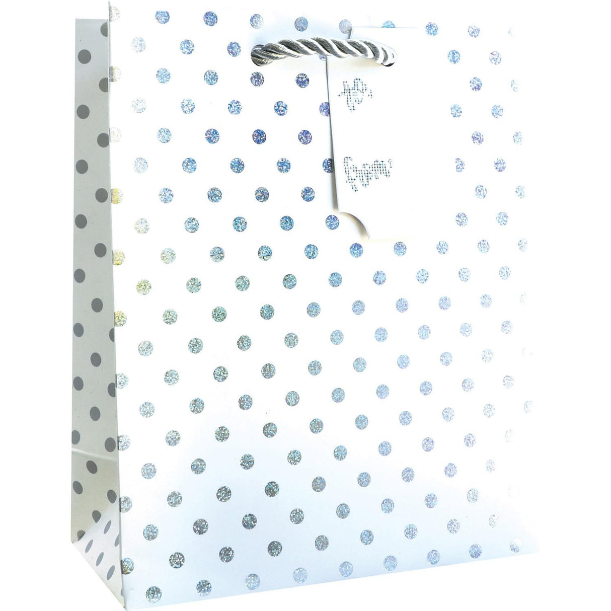 Silver Dots on White - Gift Bag - 6 x 3 x 7-1/2"