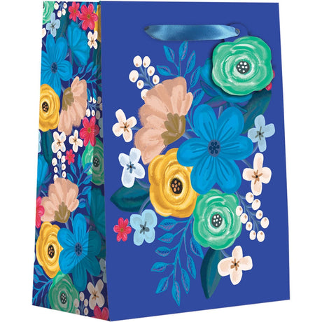Floral Delight Blue - Gift Bag - 6 x 3 x 7-1/2"