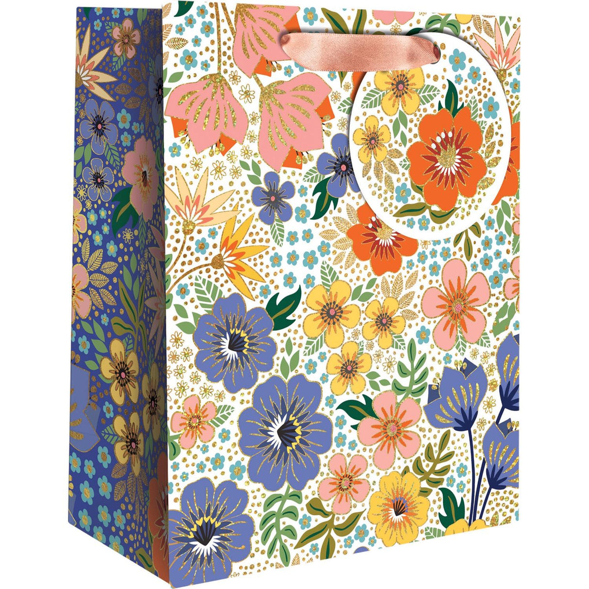 Golden Floral - Gift Bag - 6 x 3 x 7-1/2"