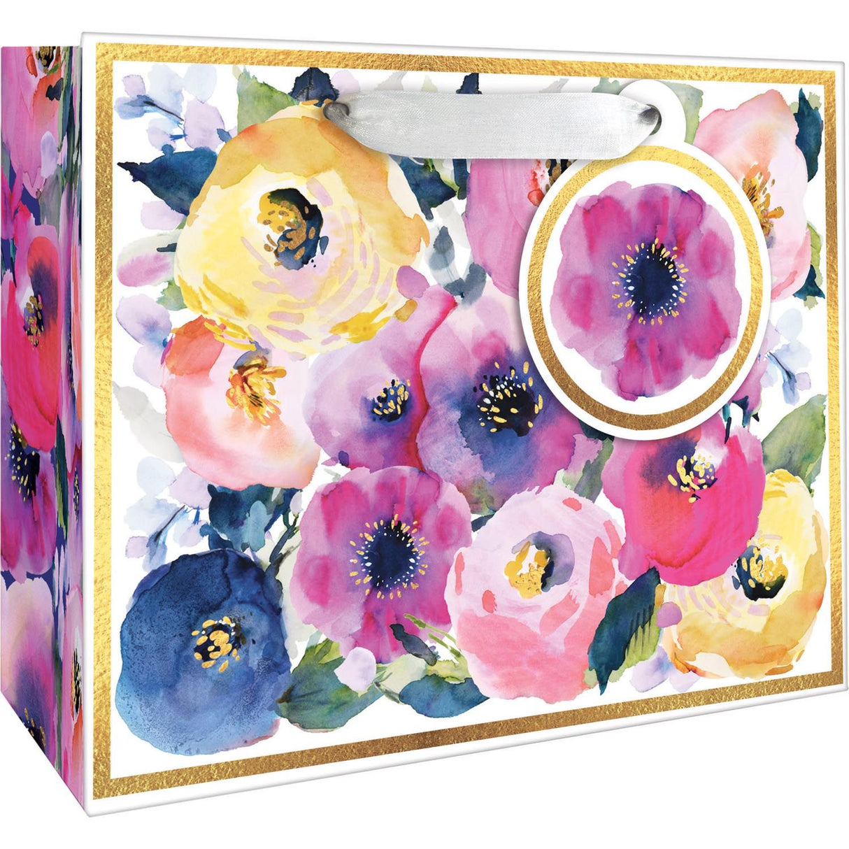 Watercolor Flowers - Gift Bag - 7-1/2 x 3 x 6"