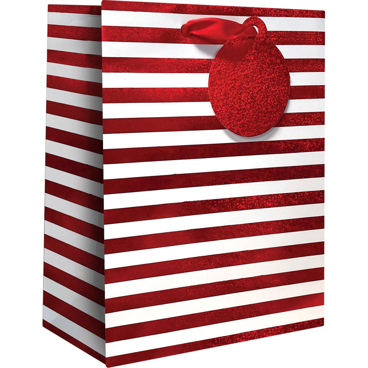 Red White Stripe - Gift Bag - 6 x 3 x 7-1/2"