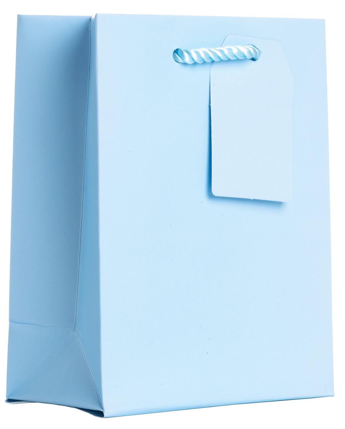 Matte Pastel Blue - Gift Bag w/Tag - 6 x 3 x 7-1/2"