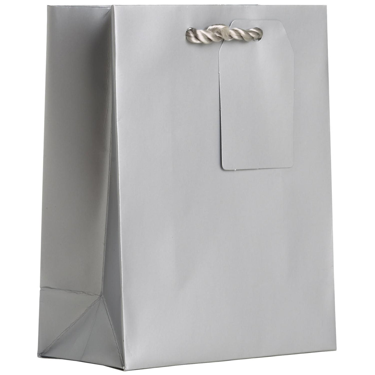 Matte Metallic Silver - Gift Bag w/Tag - 6 x 3 x 7-1/2"