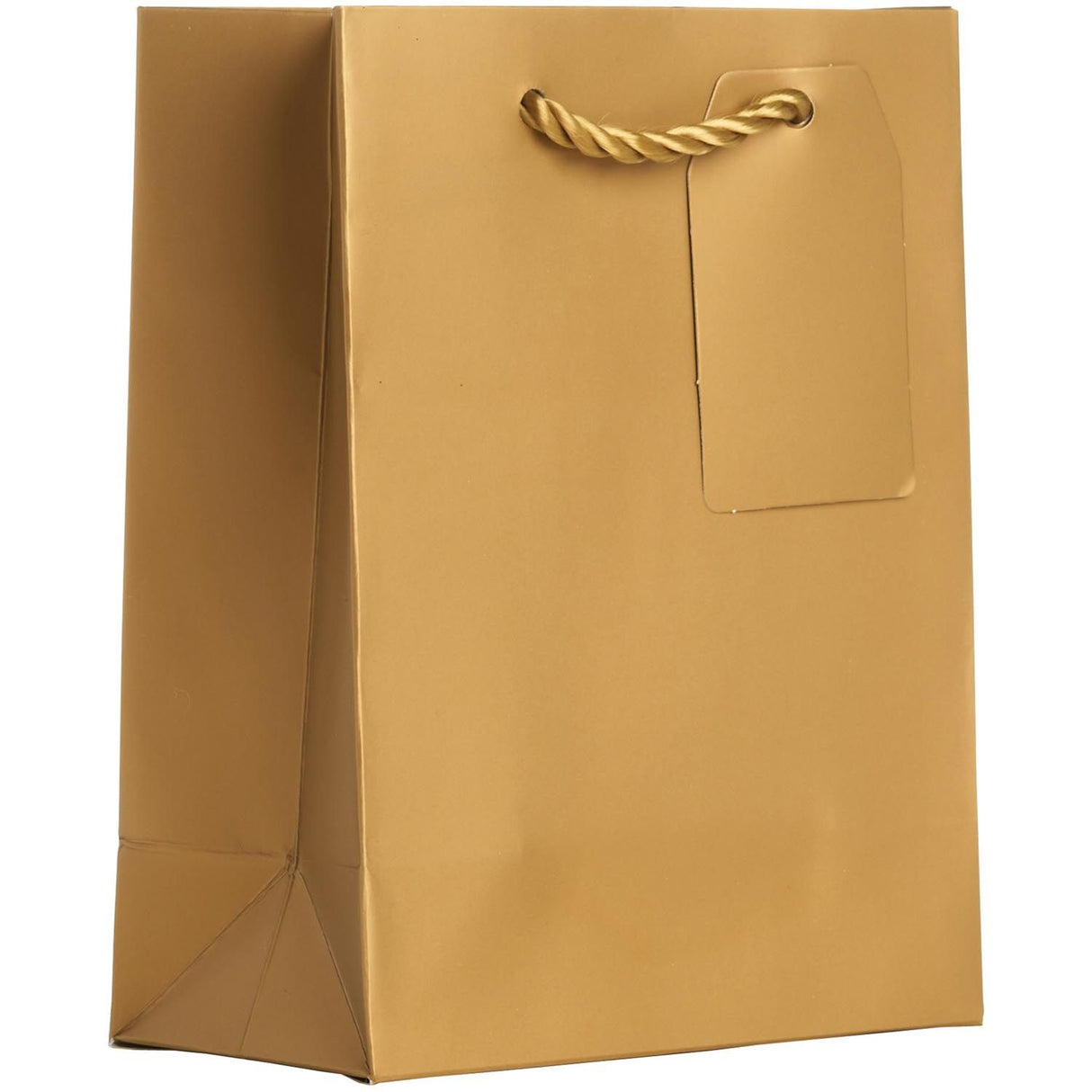 Matte Metallic Gold - Gift Bag w/Tag - 6 x 3 x 7-1/2"