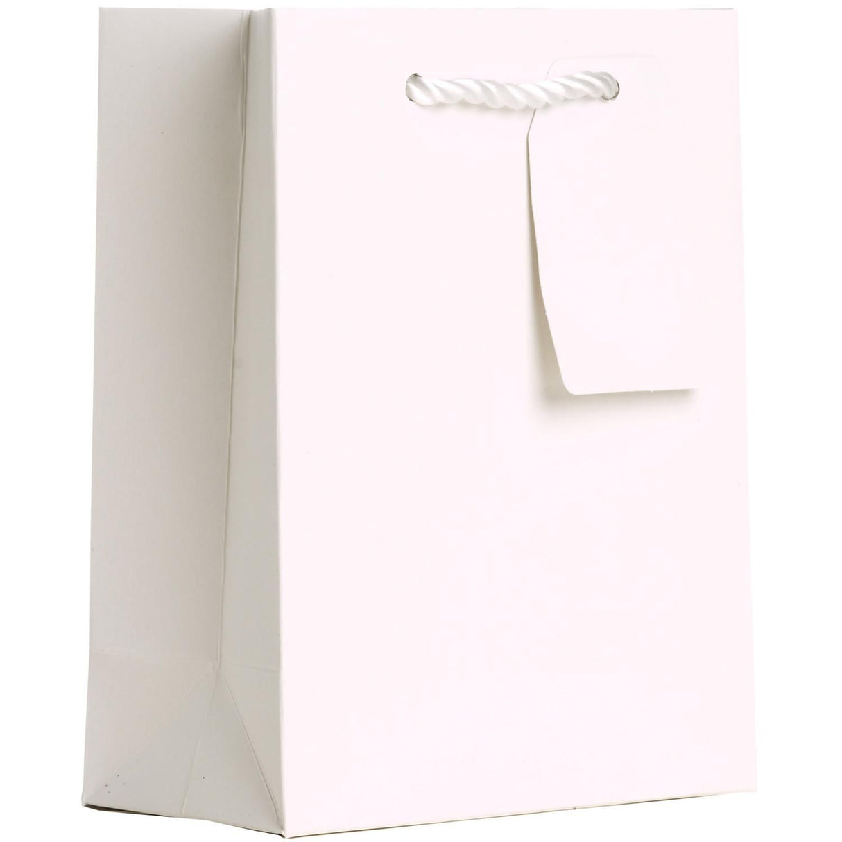 Matte White - Gift Bag w/Tag - 6 x 3 x 7-1/2"
