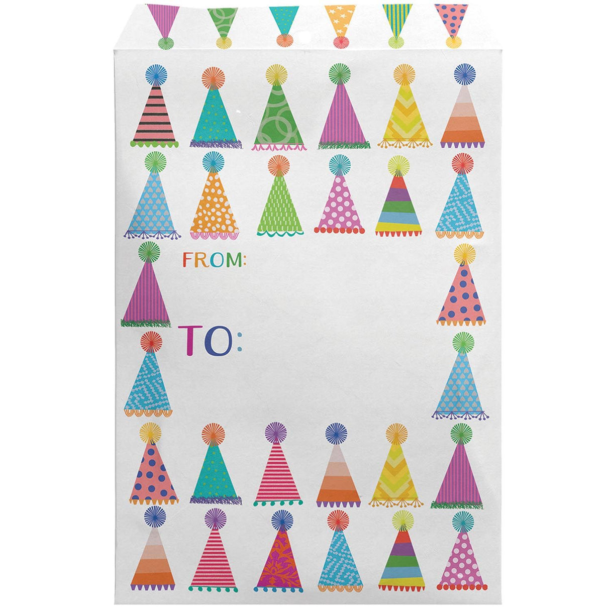Party Hats - Theme Mailing Envelope - 6 x 1/2 x 9-1/2"