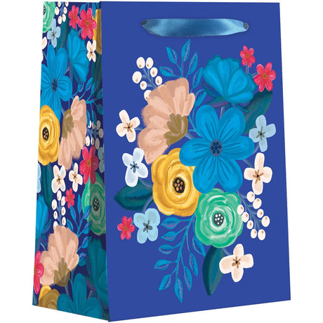 Floral Delight Blue - Gift Bag - 4 x 2 x 5"