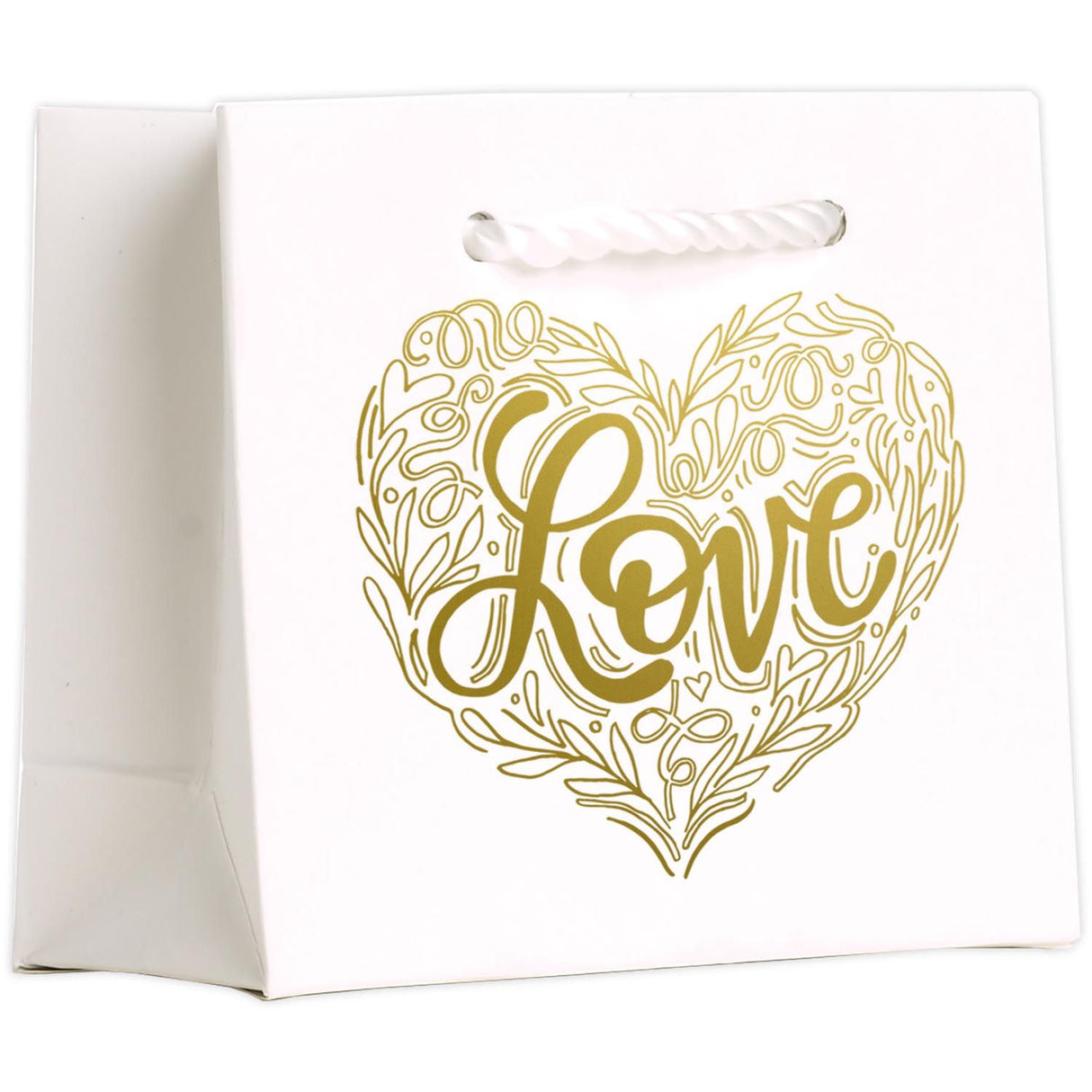 Love Heart on White - Gift Bag - 5 x 2 x 4"