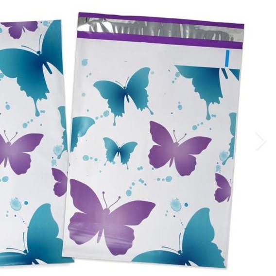 Butterfly Purple Turquoise Poly Mailers Size 10x13 Colorful Shipping Bags