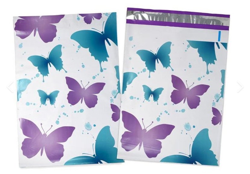 Butterfly Purple Turquoise Poly Mailers Size 10x13 Colorful Shipping Bags