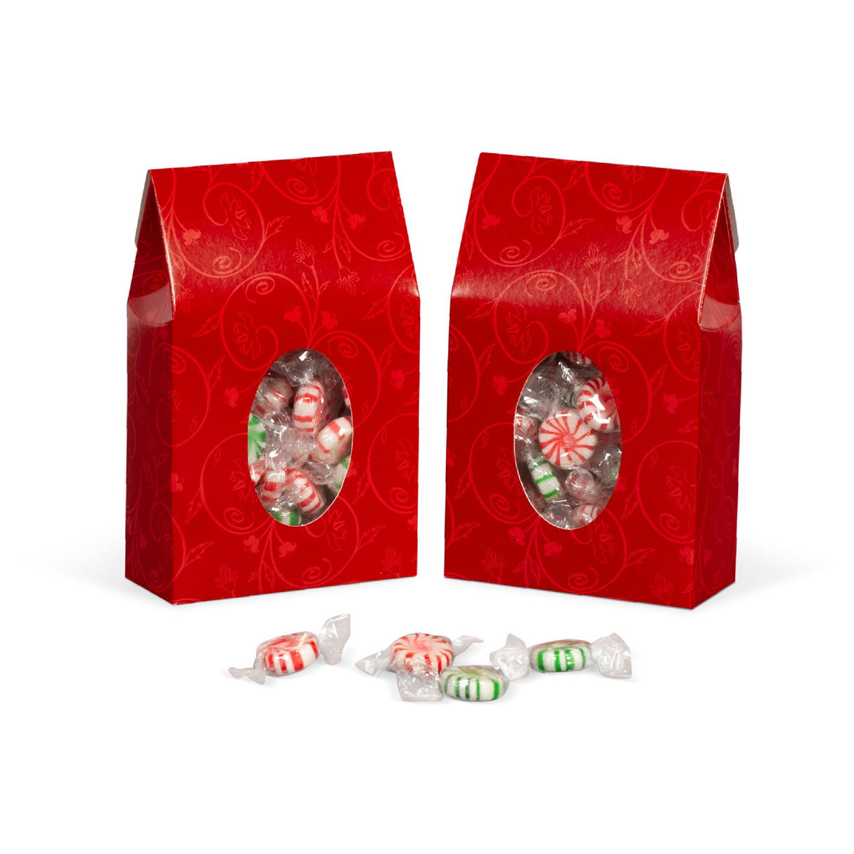 Red Brocade Window - Gable Top Box - 4-1/2 x 2 x 7-5/16"