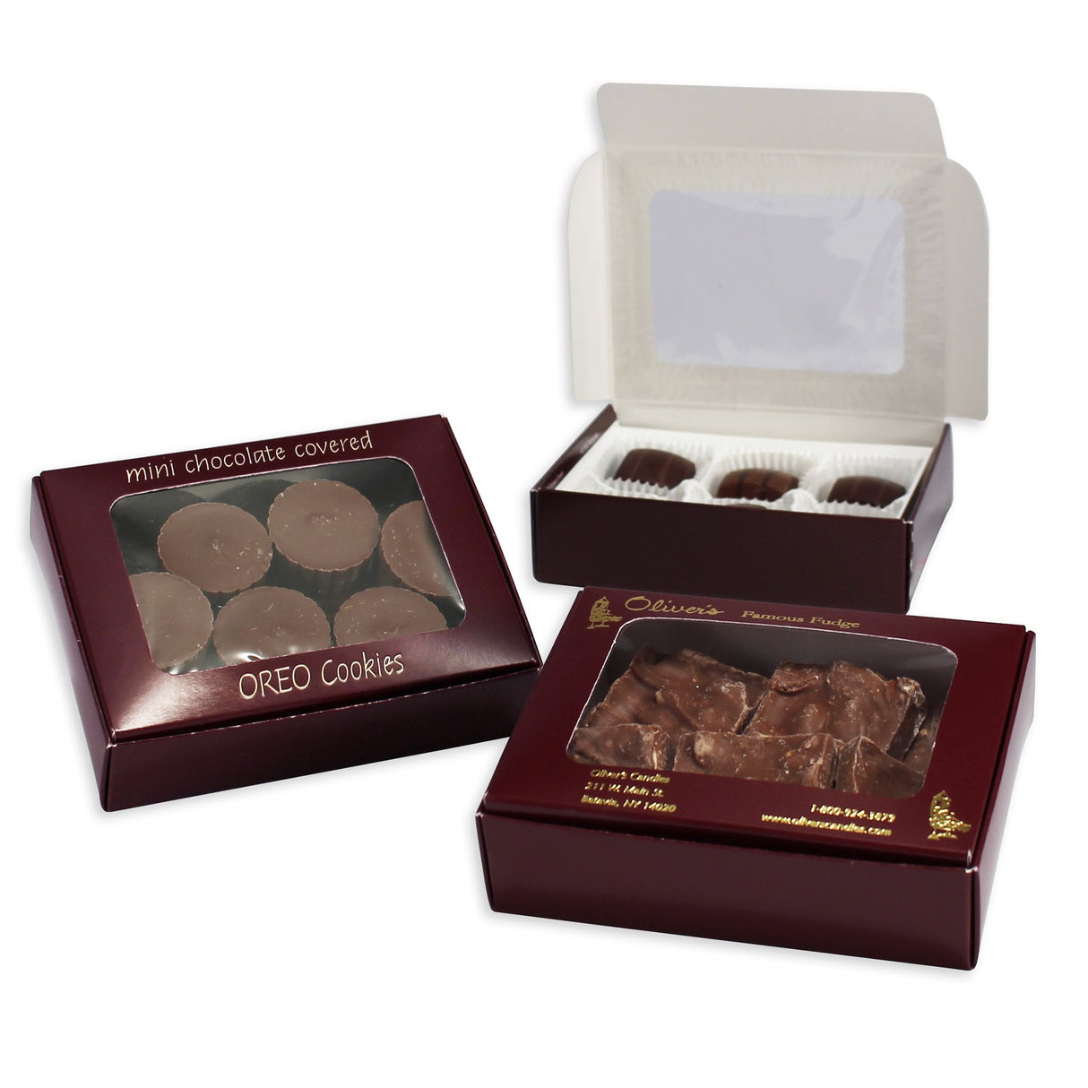 Burgundy - with Window - Die Cut Candy Box - (1/4 lb) 4-9/16 x 3-9/16 x 1-1/4"