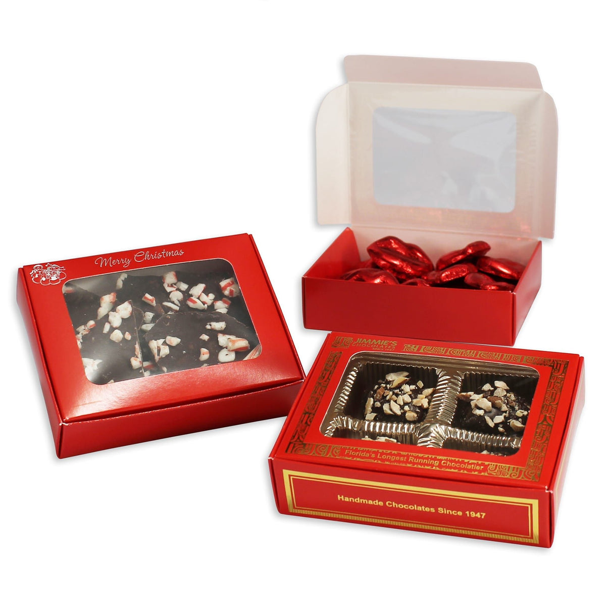 Red - with Window - Die Cut Candy Box - (1/4 lb) 4-9/16 x 3-9/16 x 1-1/4"