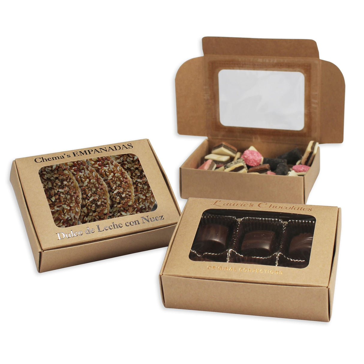 Kraft - with Window - Die Cut Candy Box - (1/4 lb) 4-9/16 x 3-9/16 x 1-1/4"