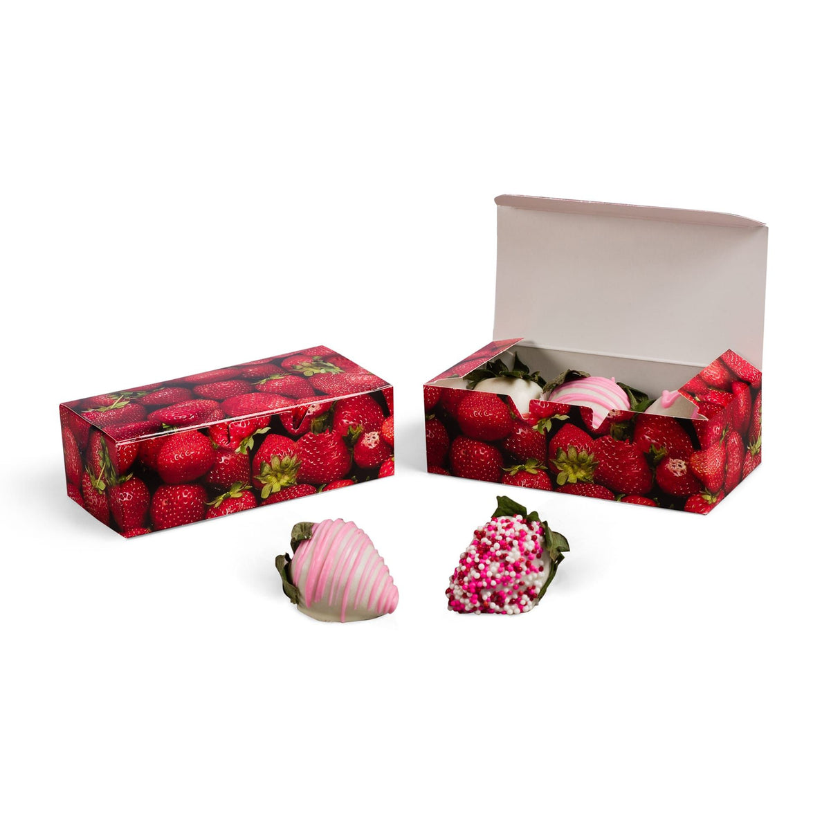 Strawberries - Folding Candy Box - (1/2 lb) 5-1/2 x 2-3/4 x 1-3/4"