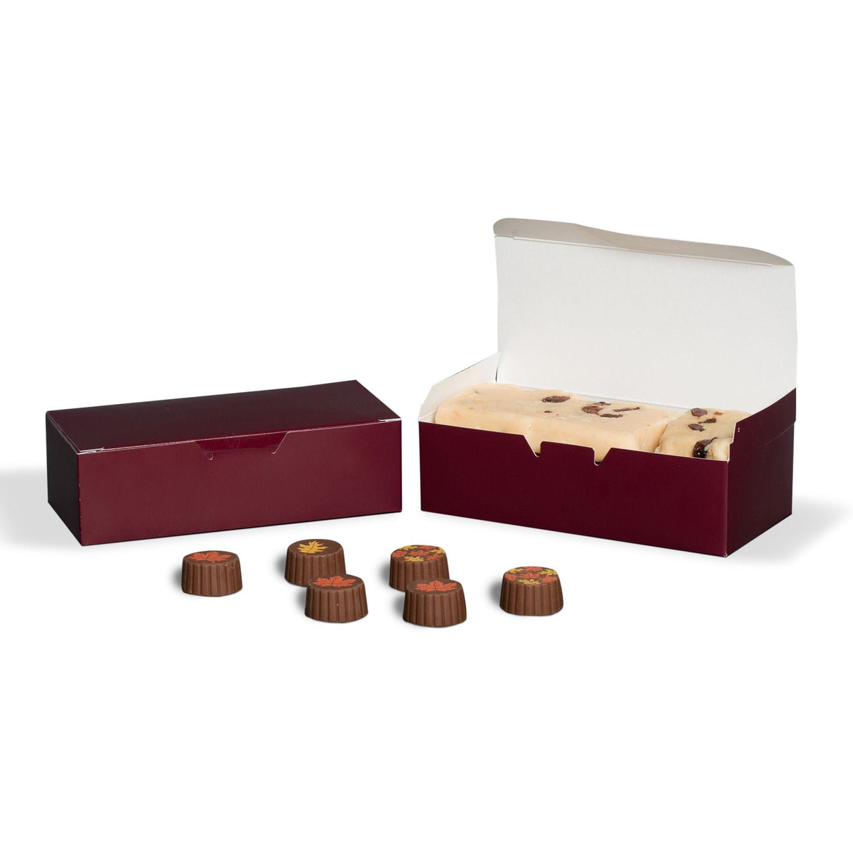 Burgundy - Folding Candy Box - (1/2 lb) 5-1/2 x 2-3/4 x 1-3/4"